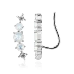 Regenbogen-Mondstein-Silberohrringe