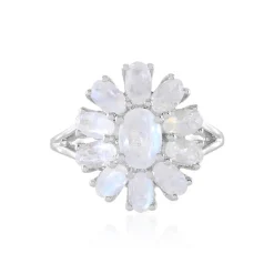 Regenbogen-Mondstein-Silberring