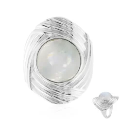 Regenbogen-Mondstein-Silberring