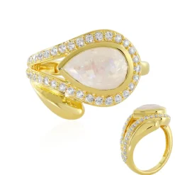 Regenbogen-Mondstein-Silberring (SAELOCANA)