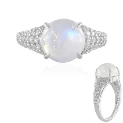 Regenbogen-Mondstein-Silberring