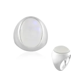 Regenbogen-Mondstein-Silberring