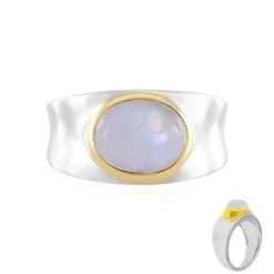 Regenbogen-Mondstein-Silberring