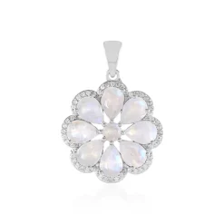 Regenbogen-Mondstein-Silberanhänger