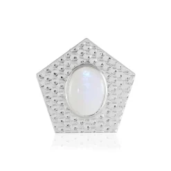 Regenbogen-Mondstein-Silberanhänger