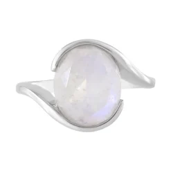 Regenbogen-Mondstein-Silberring