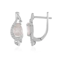 Rosenquarz-Silberohrringe