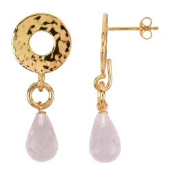 Rosenquarz-Silberohrringe