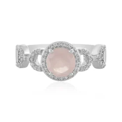 Rosenquarz-Silberring