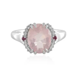 Rosenquarz-Silberring