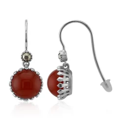Roter Achat-Silberohrringe (Annette classic)