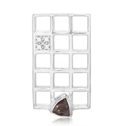 Roter Zirkon-Silberanhänger