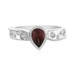 Roter Zirkon-Silberring