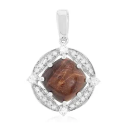 Rotes Tigerauge-Silberanhänger