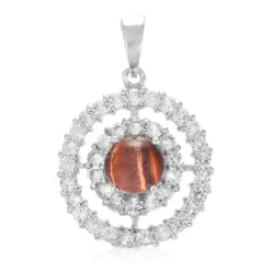 Rotes Tigerauge-Silberanhänger