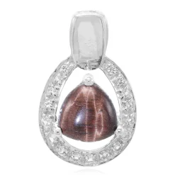 Rotes Tigerauge-Silberanhänger