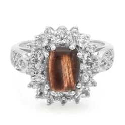 Rotes Tigerauge-Silberring