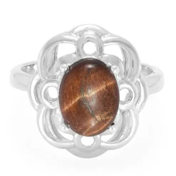 Rotes Tigerauge-Silberring