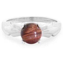 Rotes Tigerauge-Silberring