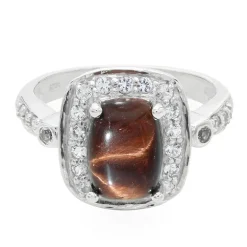 Rotes Tigerauge-Silberring