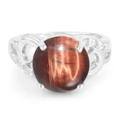 Rotes Tigerauge-Silberring