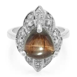 Rotes Tigerauge-Silberring