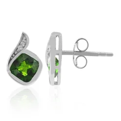 Russischer Diopsid-Silberohrringe