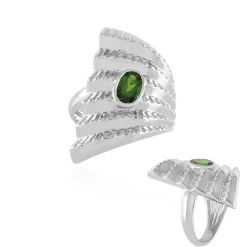 Russischer Diopsid-Silberring (SAELOCANA)