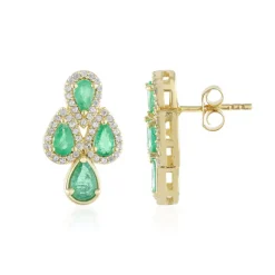 Russischer Smaragd-Silberohrringe