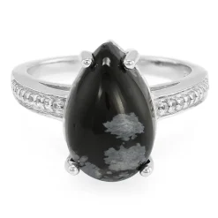 Schneeflocken-Obsidian-Silberring