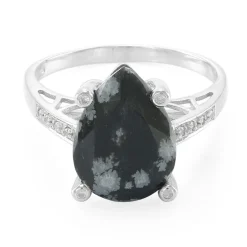 Schneeflocken-Obsidian-Silberring