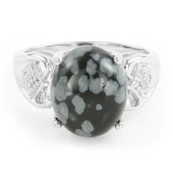 Schneeflocken-Obsidian-Silberring