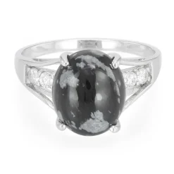 Schneeflocken-Obsidian-Silberring