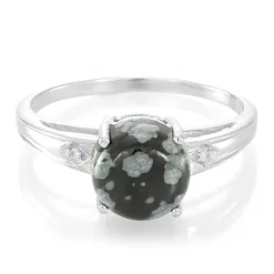 Schneeflocken-Obsidian-Silberring