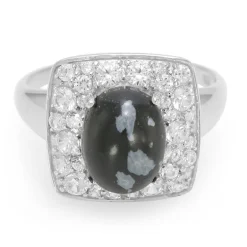 Schneeflocken-Obsidian-Silberring