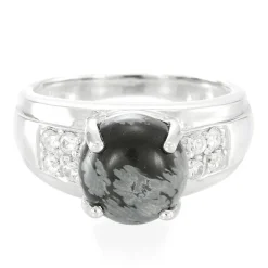 Schneeflocken-Obsidian-Silberring