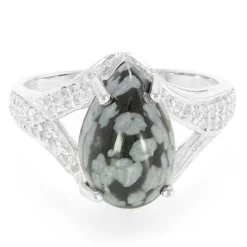 Schneeflocken-Obsidian-Silberring