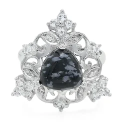 Schneeflocken-Obsidian-Silberring