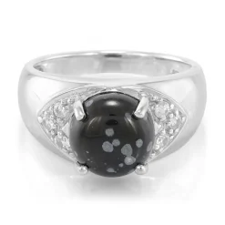 Schneeflocken-Obsidian-Silberring