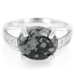 Schneeflocken-Obsidian-Silberring