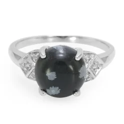 Schneeflocken-Obsidian-Silberring
