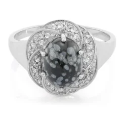 Schneeflocken-Obsidian-Silberring