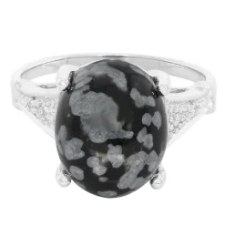 Schneeflocken-Obsidian-Silberring