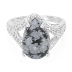 Schneeflocken-Obsidian-Silberring