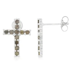 Schokoladen-Brillant-Silberohrringe