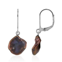 Schwarze Keshi-Süßwasserzuchtperlen-Silberohrringe (TPC)