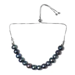 Schwarze Süßwasserzuchtperlen-Silberarmband