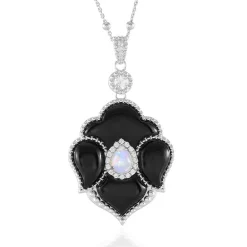 Schwarzer Achat-Silberhalskette (Dallas Prince Designs)