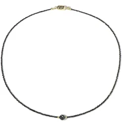 Schwarzer Diamant-Goldhalskette (Adela Gold)