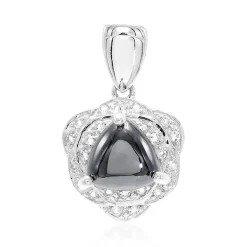 Schwarzer Hämatit-Silberanhänger